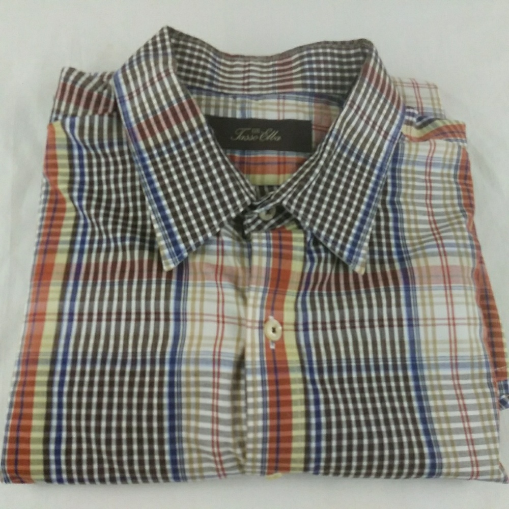 Tasso Elba Rust Blue checkered dressed 👕